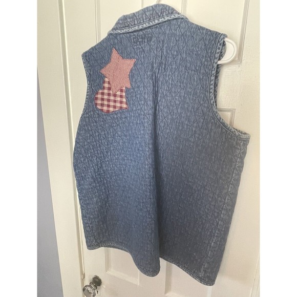 HAK'S Quilted Sleeveless Vest, blue with patchwork, size XL - Picture 2 of 4